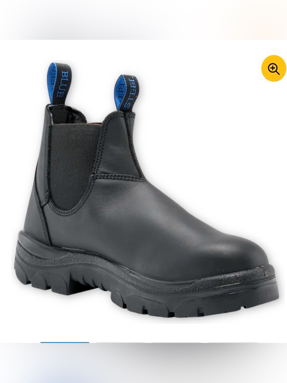 Steel Blue Black Work Chelsea Boots with Blue Pull Tabs